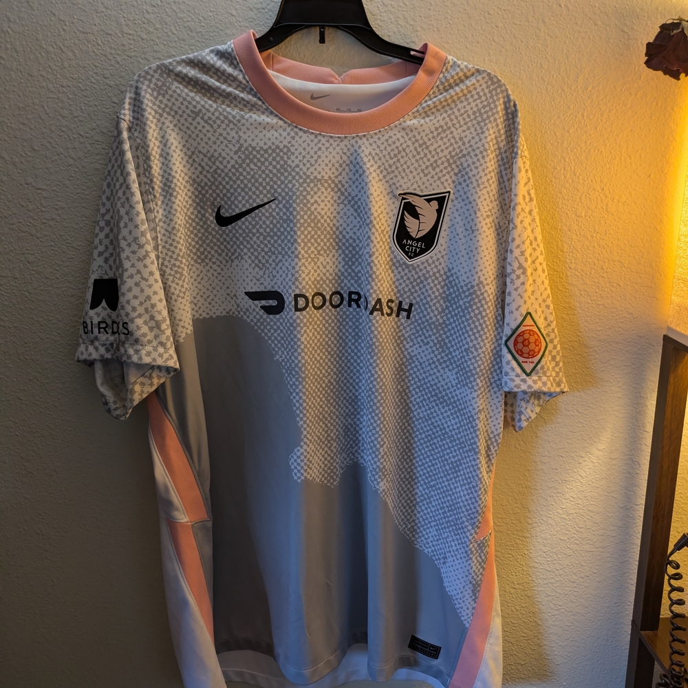 Nike White Soccer Jersey with Soft Pink Trim